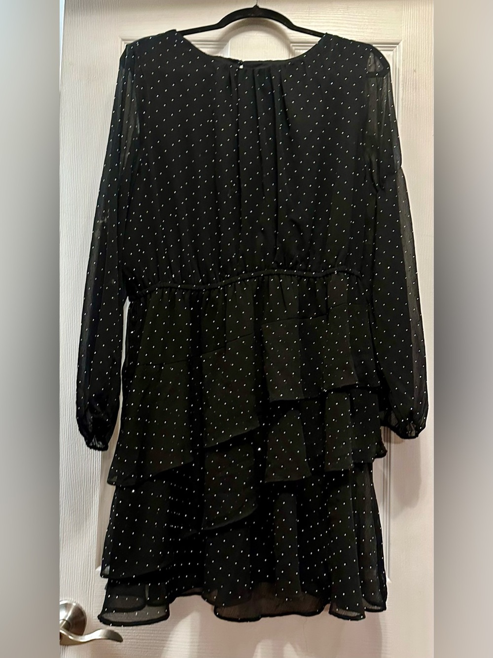 Simply Vera Vera Wang black metallic shimmer/polka dot tiered dress.